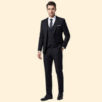 Men's Three-Piece Suit Set – Office & Formal – Black