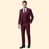 Men's Three-Piece Suit Set – Office & Formal – Red