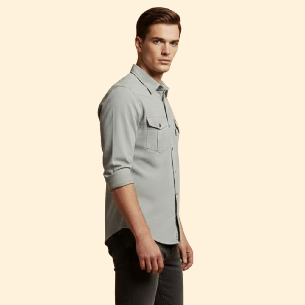 Men's Utility Button-Up Shirt with Chest Pockets