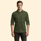 Men's Utility Button-Up Shirt with Chest Pockets – Dark Green