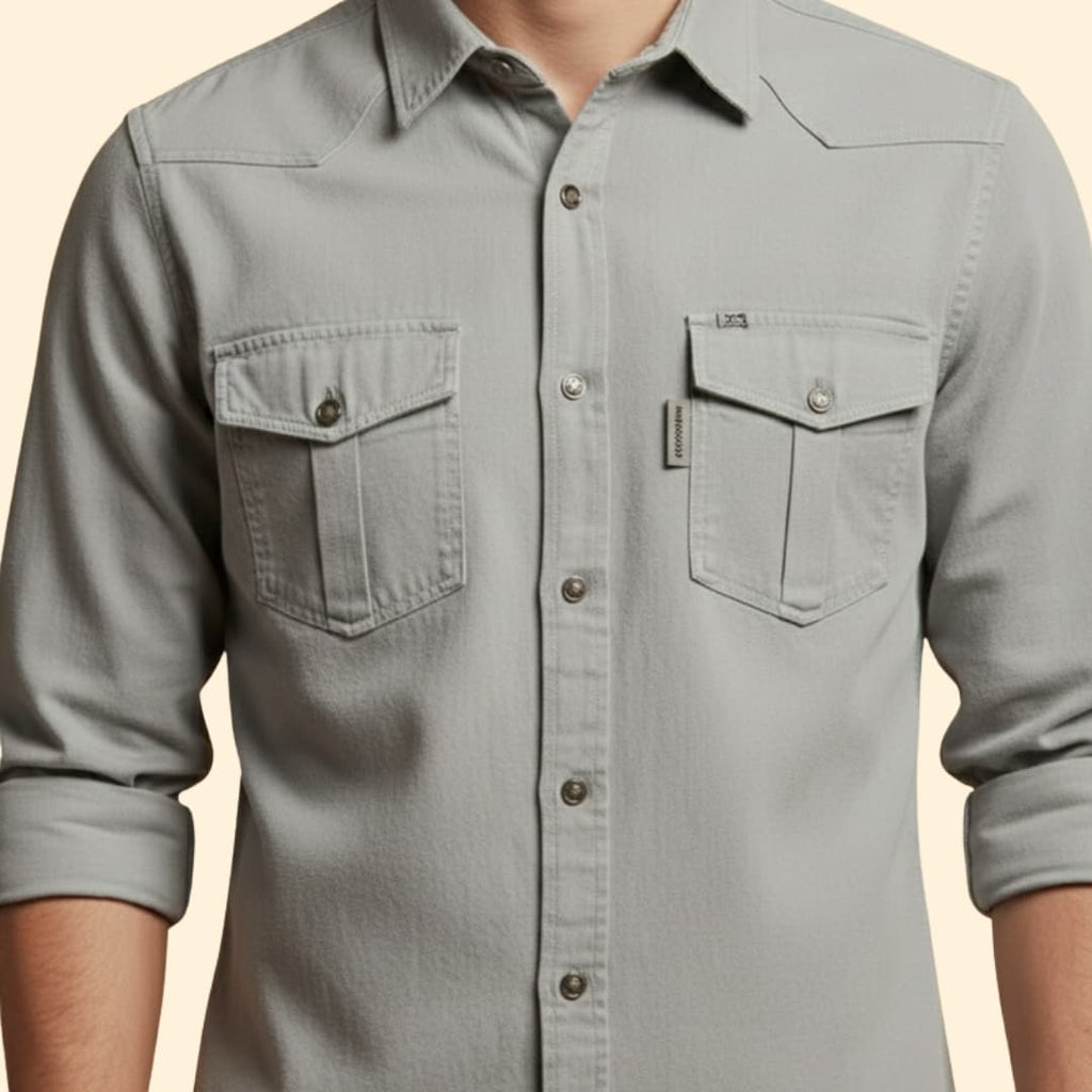 Men's Utility Button-Up Shirt with Chest Pockets