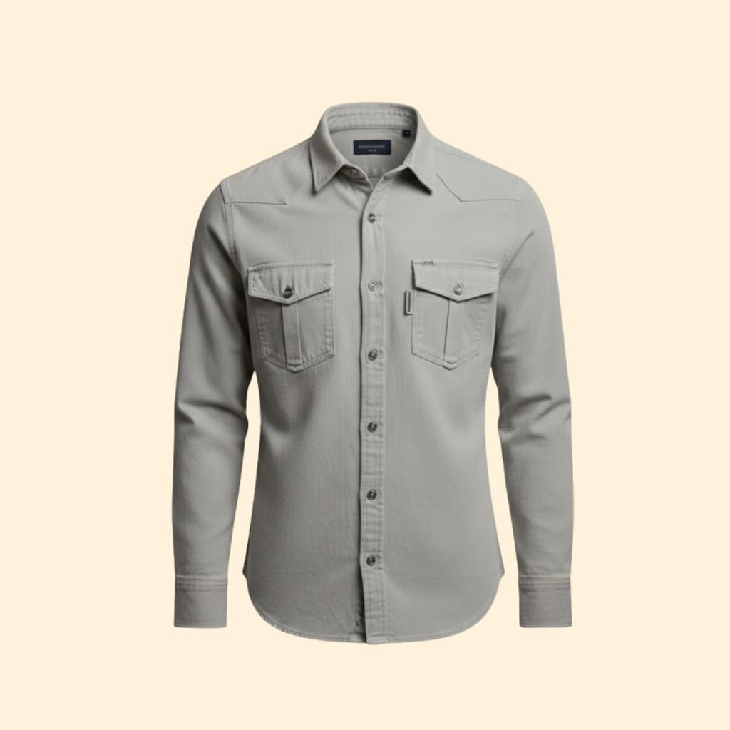 Men's Utility Button-Up Shirt with Chest Pockets
