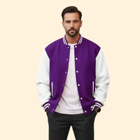 Men's Varsity Bomber Jacket – Contrast Trim – Purple