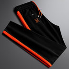 Men's Athletic Track Set - Lightweight Fabric - Casual Sportswear - Black/Gray