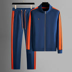 Men's Athletic Track Set - Lightweight Fabric - Casual Sportswear - Black/Gray