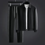 Men's Athletic Tracksuit Set - Comfortable Polyester Fabric for Sports & Leisure
