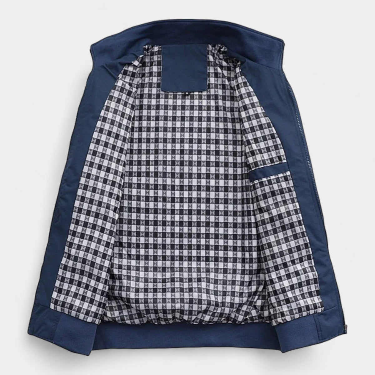 Men's Bomber Jacket with Checked Lining and Ribbed Trims for Casual Wear