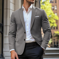 Men's Single-Breasted Casual Blazer – Relaxed Fit – Light Grey