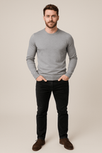 Men's Crew Neck Sweater - Soft Knit Fabric - Casual Regular Fit - Everyday Wear
