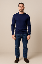 Men's Crew Neck Sweater - Soft Knit Fabric - Casual Regular Fit - Everyday Wear