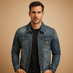 Men's Denim Jacket | Durable Cotton Fabric | Casual Everyday Wear | Classic Design for Versatile Styling