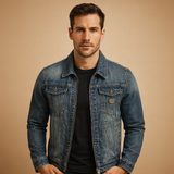 Men's Denim Jacket | Durable Cotton Fabric | Casual Everyday Wear | Classic Design for Versatile Styling
