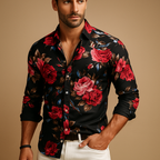 Men's Floral Cotton Shirt | Lightweight Short Sleeve Summer Casual Top | Perfect for Outdoor Events and Everyday Wear