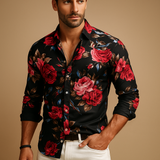 Men's Floral Cotton Shirt | Lightweight Short Sleeve Summer Casual Top | Perfect for Outdoor Events and Everyday Wear