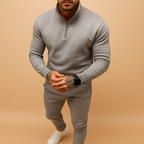 Men's Half-Zip Cotton Blend Sweatshirt and Jogger Set | Casual Athleisure Wear for Everyday Comfort