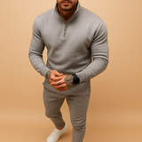 Men's Half-Zip Cotton Blend Sweatshirt and Jogger Set | Casual Athleisure Wear for Everyday Comfort