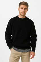 Men's Oversized Knitted Sweater | Ribbed Texture | Casual Fall/Winter Wear