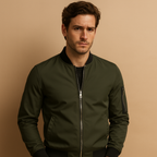 Men's Lightweight Zip Bomber Jacket | Casual Outerwear for Everyday Use | Classic Design