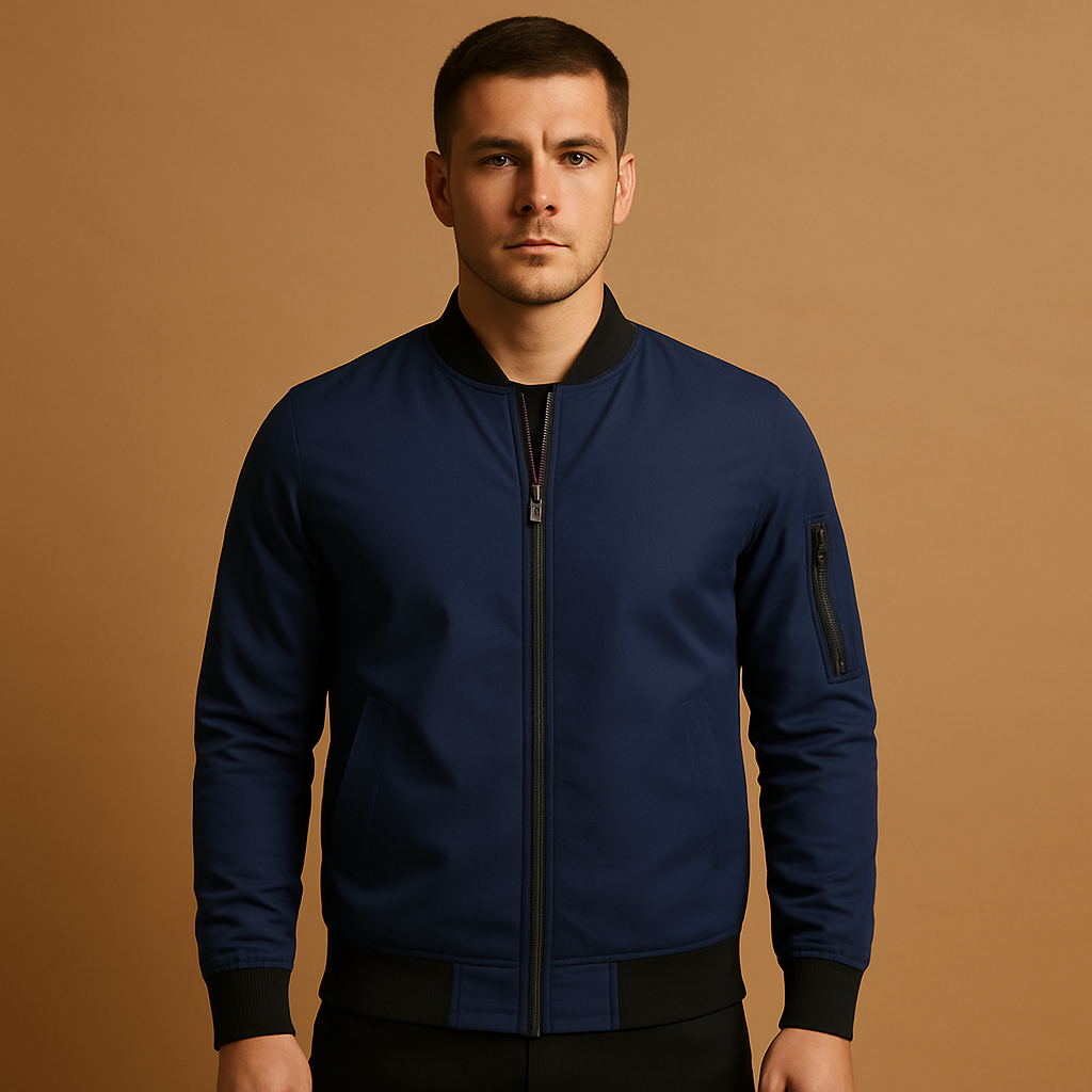 Men's Lightweight Zip Bomber Jacket | Casual Outerwear for Everyday Use | Classic Design