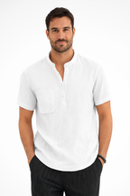 Men's Linen Short Sleeve Summer Shirt - Casual Lightweight Summer Wear