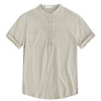Men's Linen Short Sleeve Summer Shirt - Casual Lightweight Summer Wear