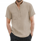 Men's Linen Short Sleeve Summer Shirt - Casual Lightweight Summer Wear