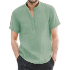 Men's Linen Short Sleeve Summer Shirt - Casual Lightweight Summer Wear