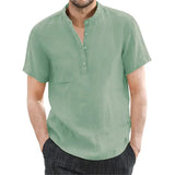 Men's Linen Short Sleeve Summer Shirt - Casual Lightweight Summer Wear