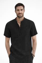 Men's Linen Short Sleeve Summer Shirt - Casual Lightweight Summer Wear