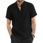 Men's Linen Short Sleeve Summer Shirt - Casual Lightweight Summer Wear