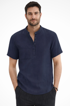 Men's Linen Short Sleeve Summer Shirt - Casual Lightweight Summer Wear
