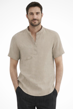 Men's Linen Short Sleeve Summer Shirt - Casual Lightweight Summer Wear