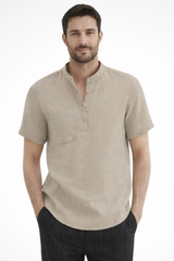 Men's Linen Short Sleeve Summer Shirt - Casual Lightweight Summer Wear