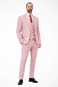 Men's Linen Three-Piece Suit Set - Blazer, Trousers & Waistcoat for Weddings