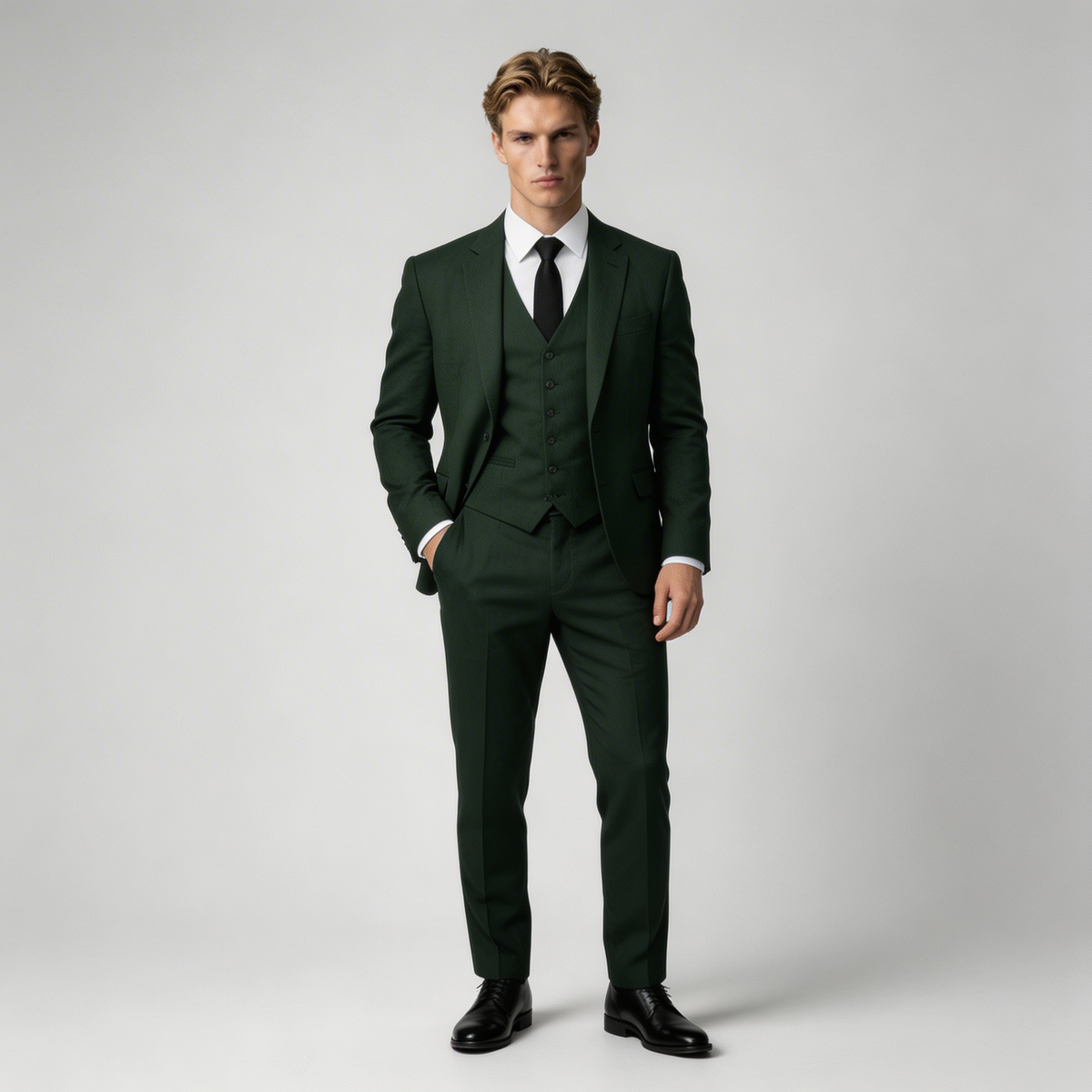 Men's Linen Three-Piece Suit Set - Blazer, Trousers, Waistcoat for Weddings