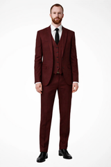 Men's Linen Three-Piece Wedding Suit Set - Blazer, Trousers, Waistcoat