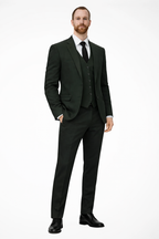 Men's Linen Three-Piece Wedding Suit Set - Blazer, Trousers, Waistcoat