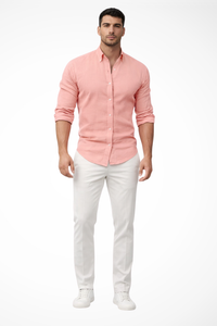 Men's Loose Fit Cotton Long Sleeve Lapel Shirt for Casual Summer Wear