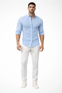 Men's Loose Fit Cotton Long Sleeve Lapel Shirt for Casual Summer Wear
