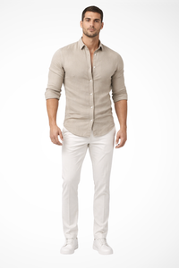 Men's Loose Fit Cotton Long Sleeve Lapel Shirt for Casual Summer Wear