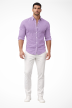 Men's Loose Fit Cotton Long Sleeve Lapel Shirt for Casual Summer Wear