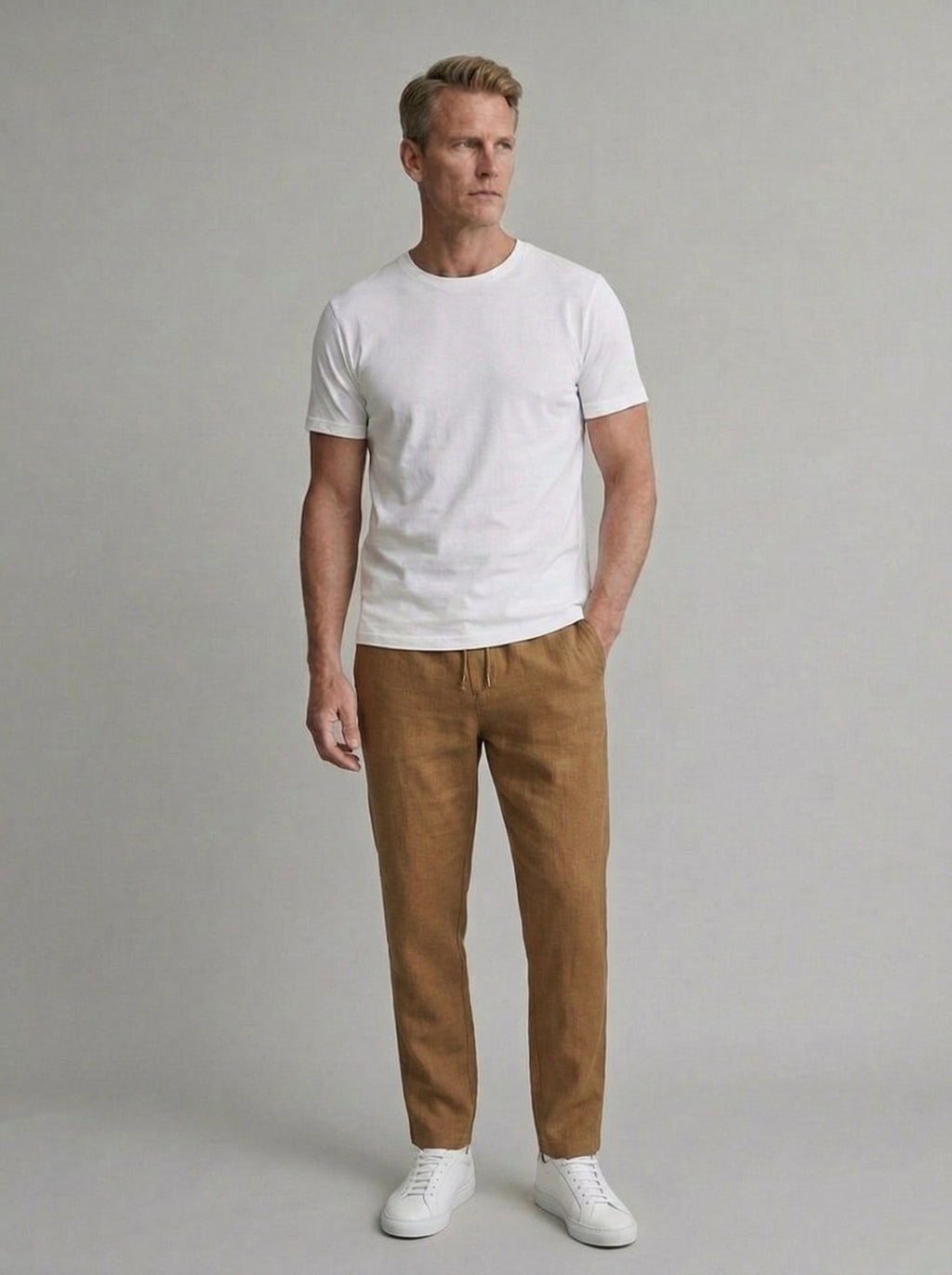 Men's Relaxed Fit Cotton Linen Trousers for Casual Wear