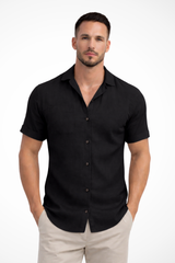 Men's Short Sleeve Button-Up Summer Shirt - Lightweight Cotton Casual Wear