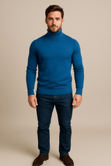 Men's Slim Fit Turtleneck Sweater - Classic Knit Pullover for Casual and Formal Wear - Comfortable and Versatile Knitwear