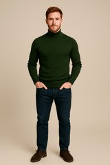 Men's Slim Fit Turtleneck Sweater - Classic Knit Pullover for Casual and Formal Wear - Comfortable and Versatile Knitwear