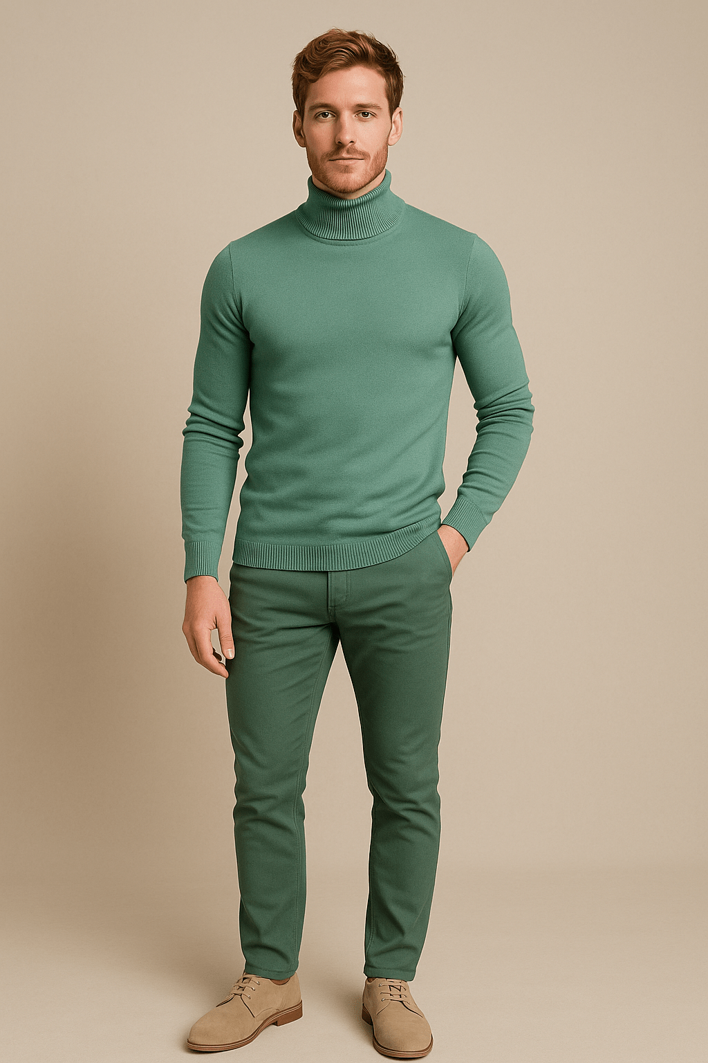 Men's Slim Fit Turtleneck Sweater - Classic Knit Pullover for Casual and Formal Wear - Comfortable and Versatile Knitwear