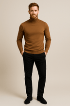 Men's Slim Fit Turtleneck Sweater - Classic Knit Pullover for Casual and Formal Wear - Comfortable and Versatile Knitwear