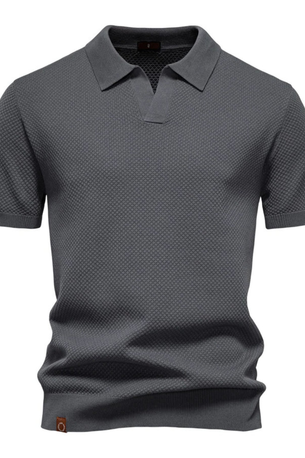 Men's Textured Knit Short Sleeve Polo Shirt - Casual Wear, Comfortable Fit