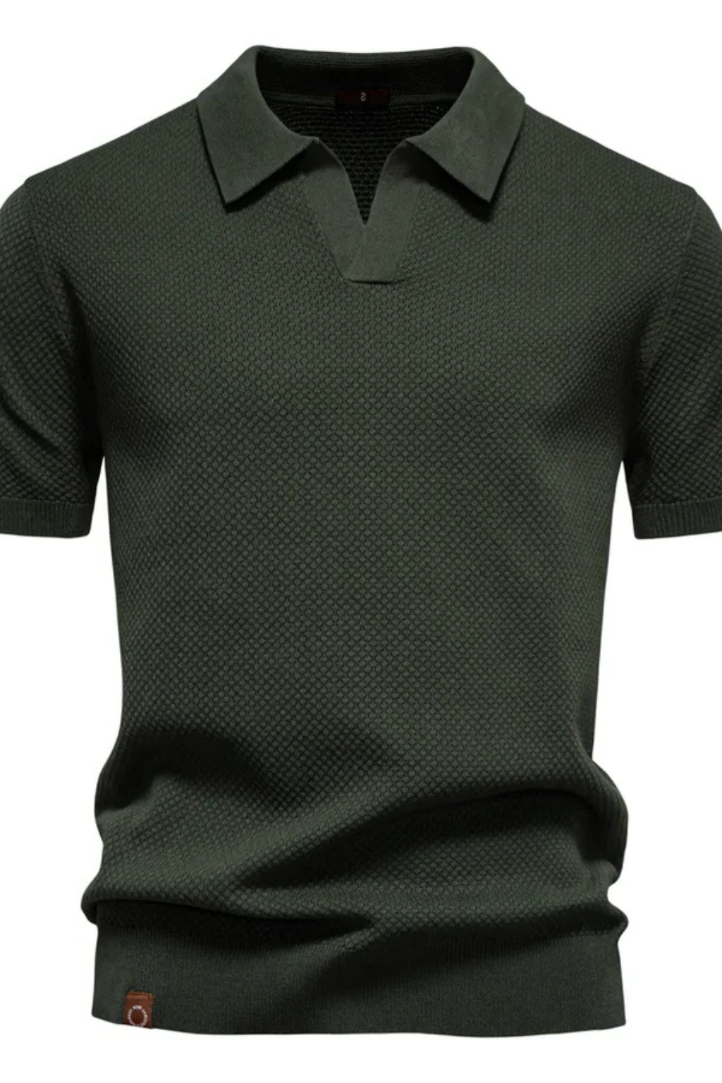Men's Textured Knit Short Sleeve Polo Shirt - Casual Wear, Comfortable Fit