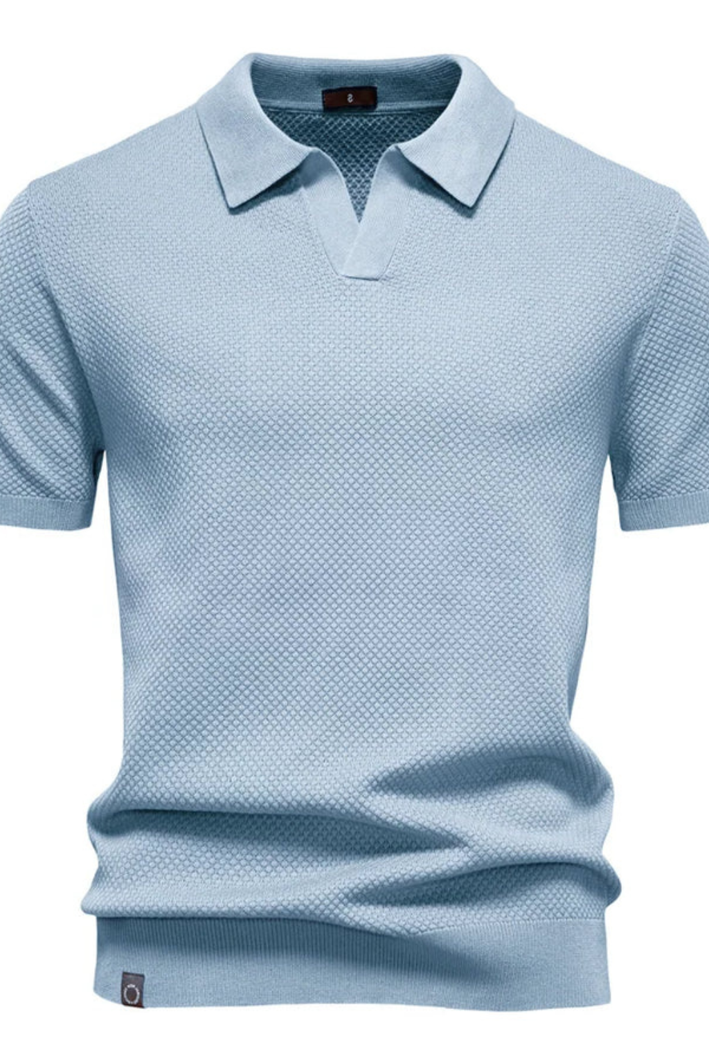 Men's Textured Knit Short Sleeve Polo Shirt - Casual Wear, Comfortable Fit